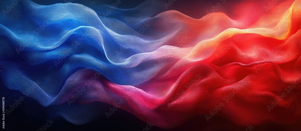 Fototapeta premium Abstract blend of flowing colors representing two state flags with a smooth and dynamic wave design suitable for backgrounds and concepts.