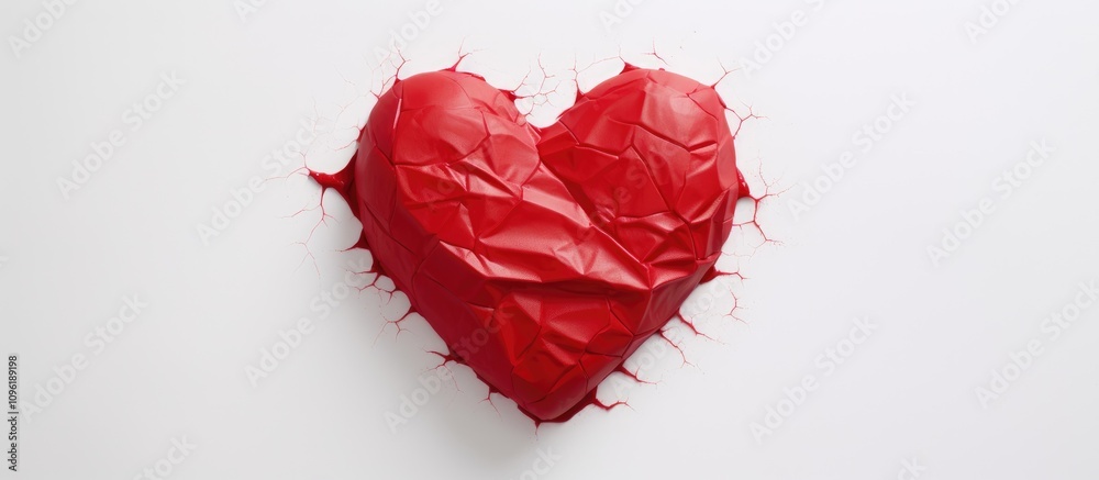 crumpled red heart with thorny edges on white background symbolizing love and vulnerability crumpled red heart with thorny edges on white background symbolizing love and vulnerability