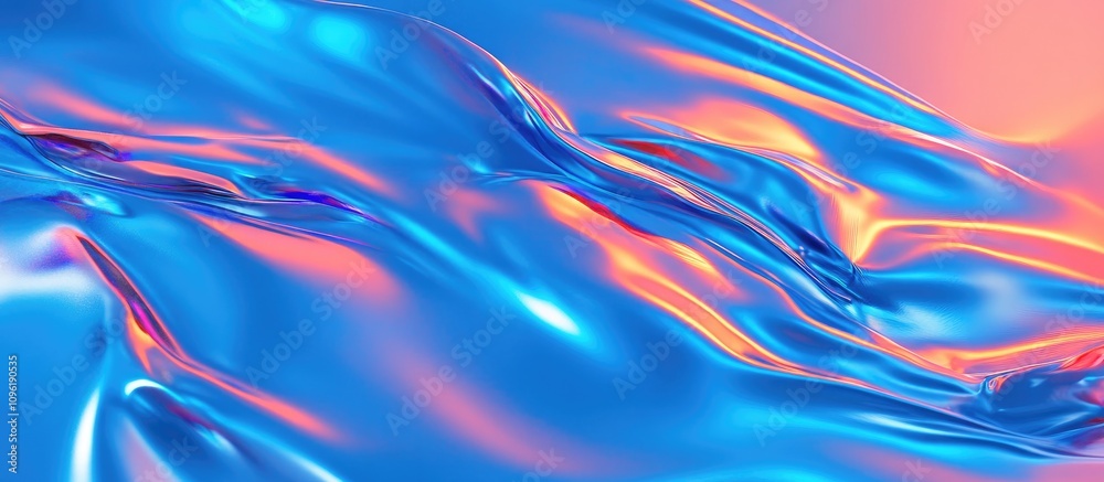 Obraz premium Vibrant abstract background with flowing blue hues and luminous bokeh highlights creating a dynamic visual experience