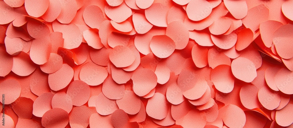 Living coral paper confetti scattered on a textured backdrop for creative flatlay design and decoration ideas Living coral paper confetti scattered on a textured backdrop for creative flatlay design and decoration ideas