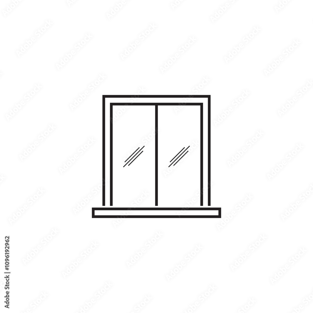 A sleek black striped window icon, ideal for architectural, interior design, and real estate projects, featuring a minimalist and modern style A sleek black striped window icon, ideal for architectural, interior design, and real estate projects, featuring a minimalist and modern style
