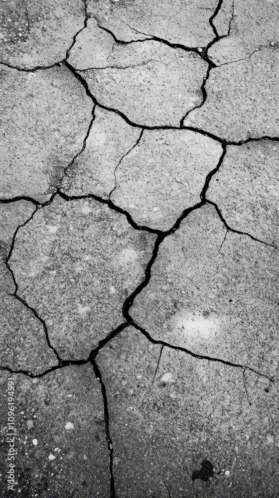Rough Texture of Cracked Asphalt Surface Captures the Essence of Urban Decay and Minimalism in Monochromatic Tones Rough Texture of Cracked Asphalt Surface Captures the Essence of Urban Decay and Minimalism in Monochromatic Tones