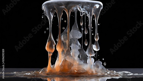 Dripping Liquid Smoke Frozen in an Abstract Futuristic D Texture Isolated on a Transparent Background â€“ Captivating Visual Blend of Smoke, Fluid Motion, and Stunning D Artistry photo