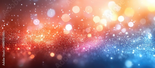 Vibrant hexagon bokeh backdrop with a blurred background featuring stunning multicolored glitter and sparkling light effects.