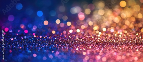 Colorful shimmering bokeh background with vibrant glittery effects in soft focus for creative designs and festive themes