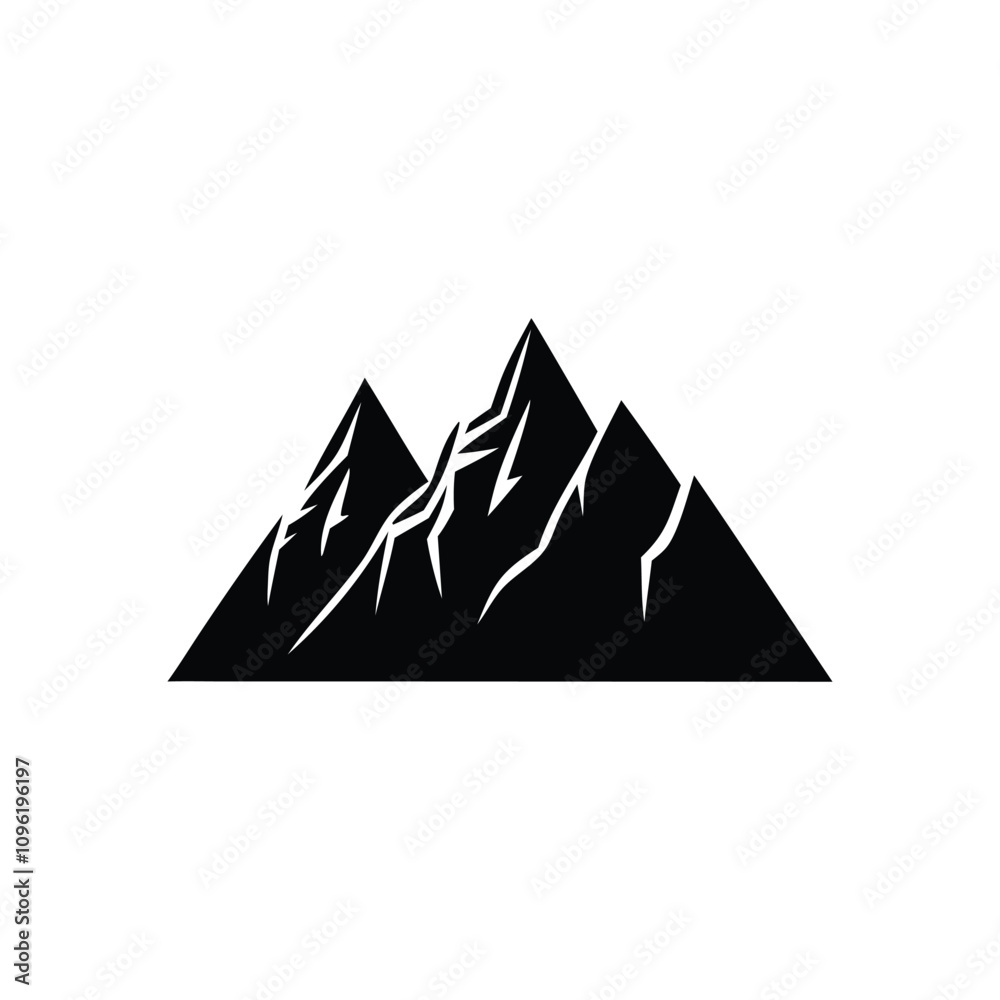 Mountains icon design black and white color Mountains icon design black and white color