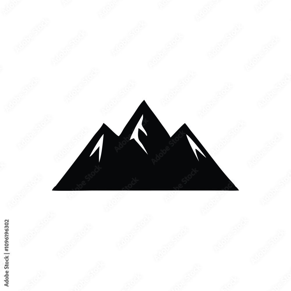 Mountains icon design black and white color Mountains icon design black and white color