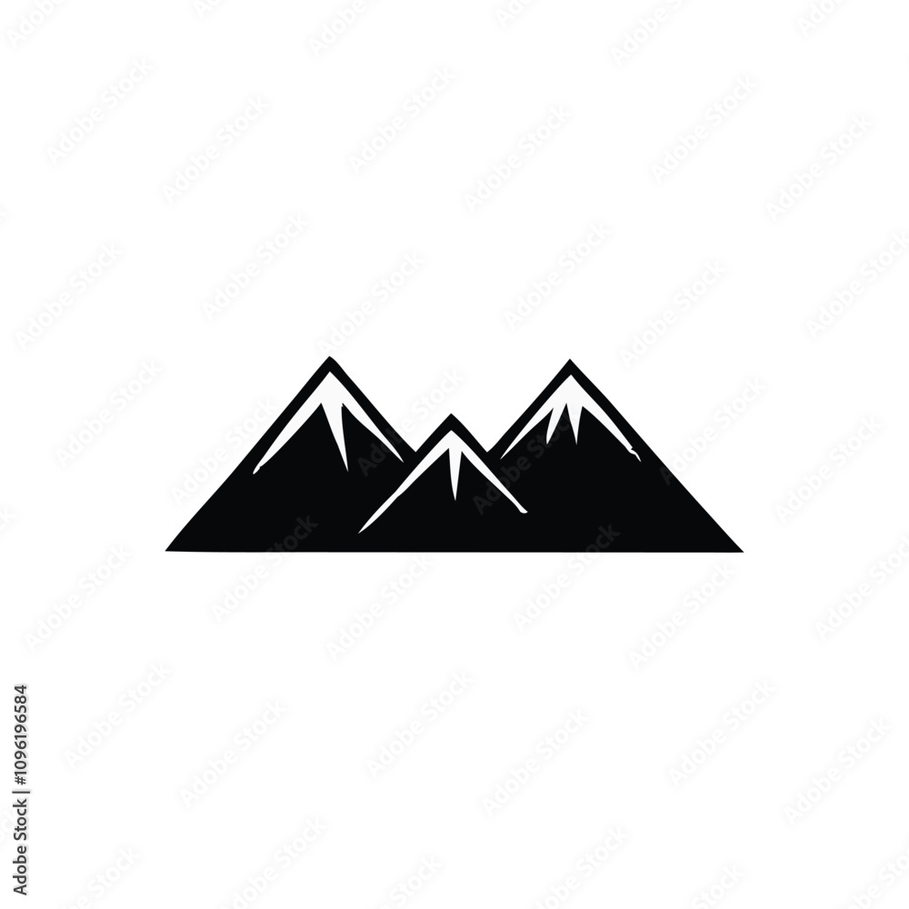 Mountains icon design black and white color Mountains icon design black and white color