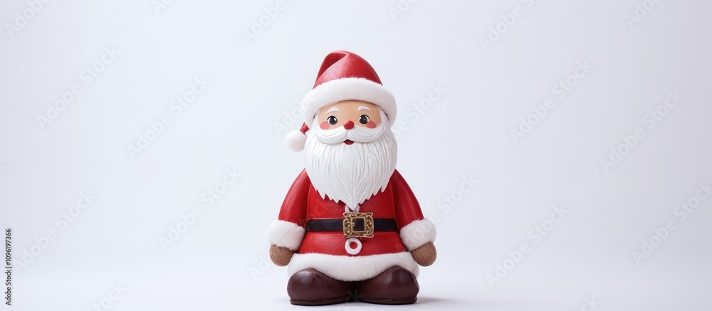 Santa Claus figurine with a festive red outfit and white beard isolated on a clean white background perfect for holiday-themed designs Santa Claus figurine with a festive red outfit and white beard isolated on a clean white background perfect for holiday-themed designs