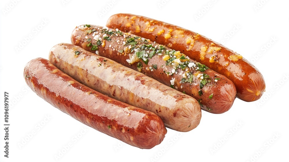 Steamed wiener sausages showcasing four unique toppings against a clean white backdrop, highlighting bold flavors and vibrant colors. Steamed wiener sausages showcasing four unique toppings against a clean white backdrop, highlighting bold flavors and vibrant colors.