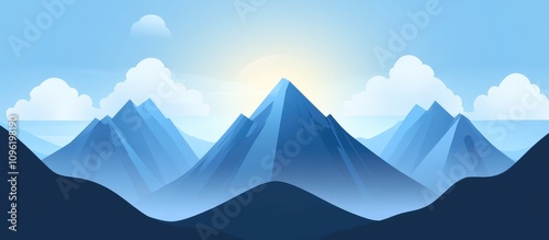 Serene mountain landscape with blue sky ideal for vlogs and logo designs featuring a peaceful and inspiring outdoor theme. photo