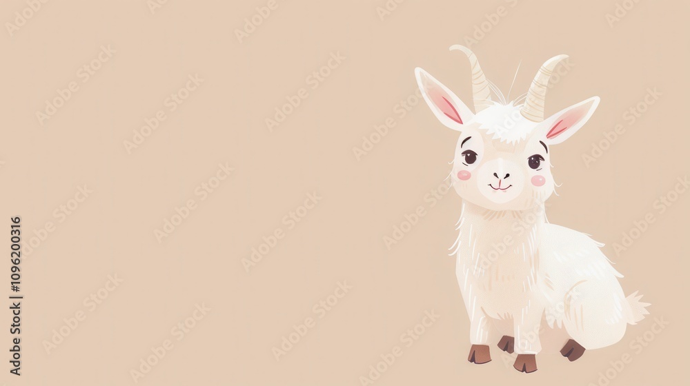 Adorable Baby Goat on Beige Background Adorable Baby Goat on Beige Background
