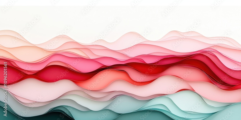 Obraz premium Fluid waves of pastel colors create a soft, layered visual effect, evoking a sense of calm and elegance.