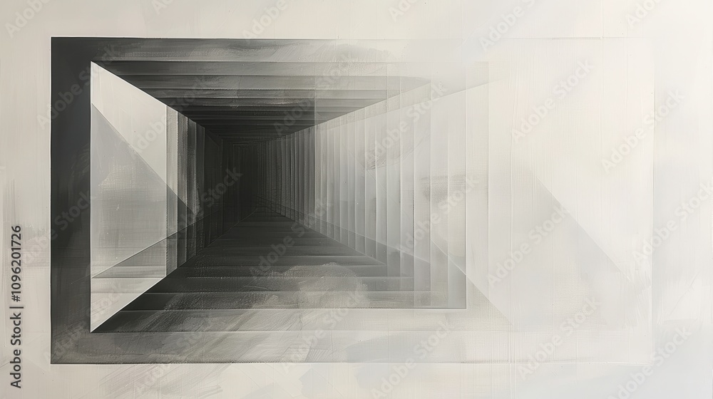 Obraz premium Abstract Perspective Monochrome Tunnel