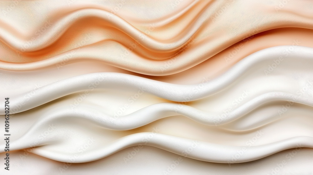 Obraz premium Soft and Silky Fabric Textures in Warm Tones, Flowing and Draping Gracefully with Subtle Color Variations for Fashion, Interior, and Textile Design Inspiration