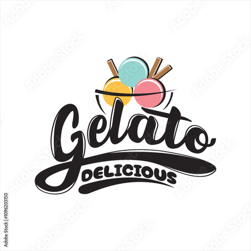 gelato ice cream logo illustration logo, label, business branding