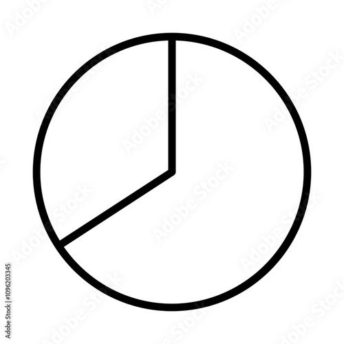 Single black 1/3 pie graph line icon, simple one third diagram infographic flat design vector pictogram, interface elements for app logo web button ui ux isolated on white background
