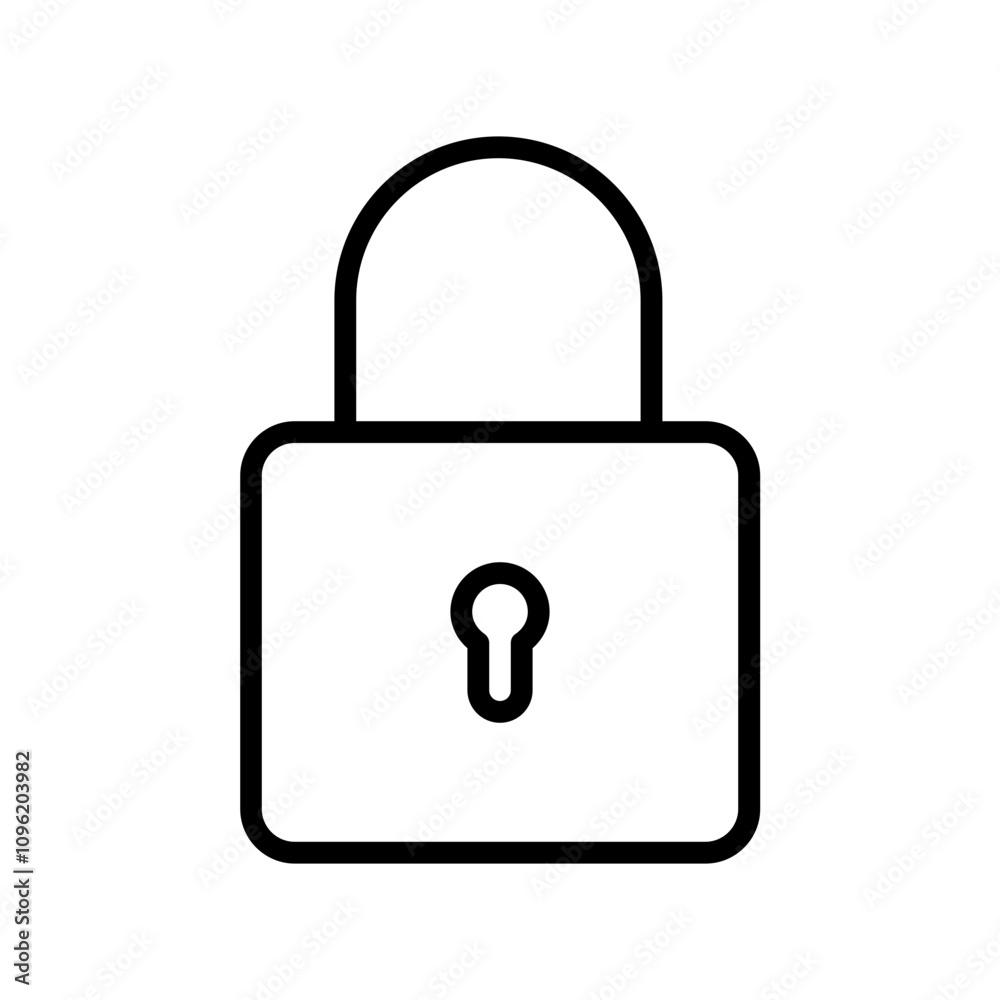 Black single lock line icon, simple round key safe protection flat design vector pictogram, infographic vector for app logo web button banner ui ux interface elements isolated on white background Black single lock line icon, simple round key safe protection flat design vector pictogram, infographic vector for app logo web button banner ui ux interface elements isolated on white background