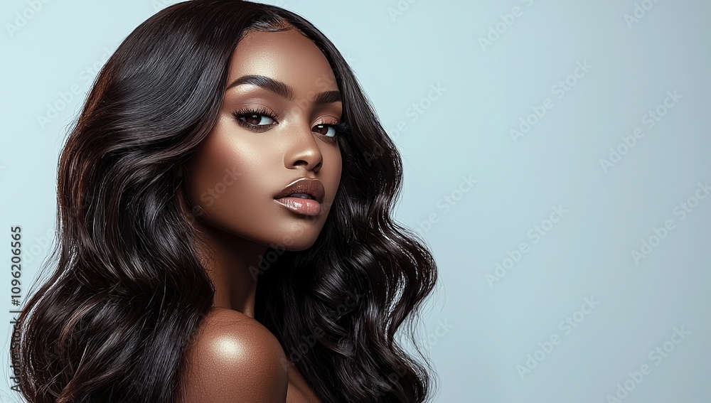 Beautiful black female model with curly black hair Beautiful black female model with curly black hair