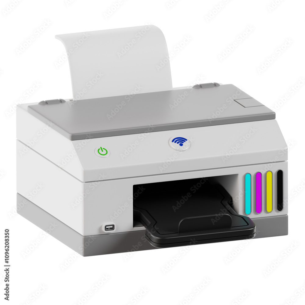 3d illustration of Smart Printer. Internet of things. Smart technology. Futuristic device tool. 3d rendering. 3d illustration of Smart Printer. Internet of things. Smart technology. Futuristic device tool. 3d rendering.