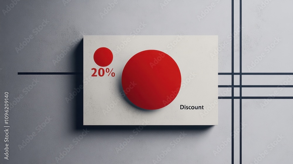 Promotional Discount Sign Featuring Bold Red Circle and Dynamic Graphics Indicating 20 Off Sale on a Neutral Background Ideal for Marketing and Advertising Purposes Promotional Discount Sign Featuring Bold Red Circle and Dynamic Graphics Indicating 20 Off Sale on a Neutral Background Ideal for Marketing and Advertising Purposes