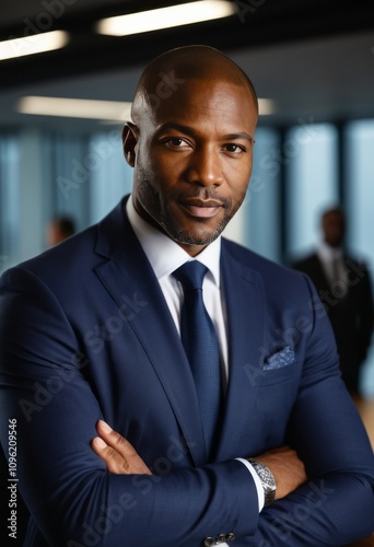 Profile of handsome black man wearing a suit black businessman portrait Ultra realistic Photorealistic hyperdetailed photography soft light head and shoulders portrait cover