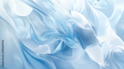 Computer technology, 3D rendering, blue abstract curved background.