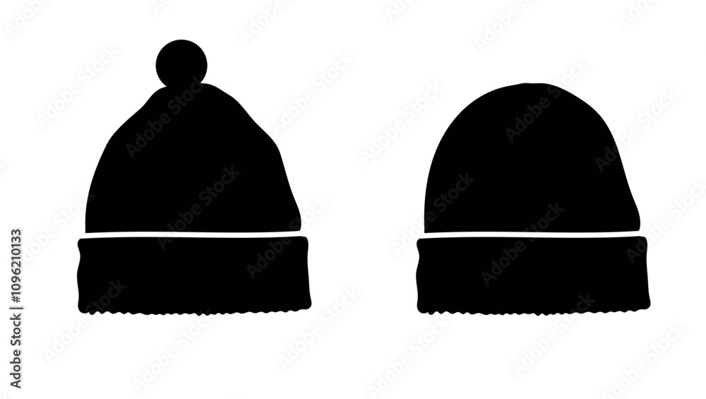Fototapeta premium Men's Beanie, black isolated silhouette