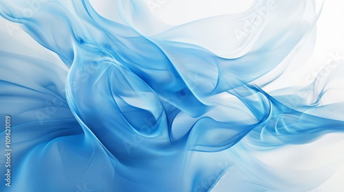 Computer technology, 3D rendering, blue abstract curved background.