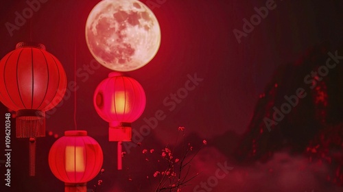 Wallpaper Mural Red Mid Autumn Festival Background - A Captivating and Festive Visual Representation. The Vibrant Red Color of the Mid Autumn Festival Background, with Its Symbolic Elements like Lanterns and Mooncake Torontodigital.ca