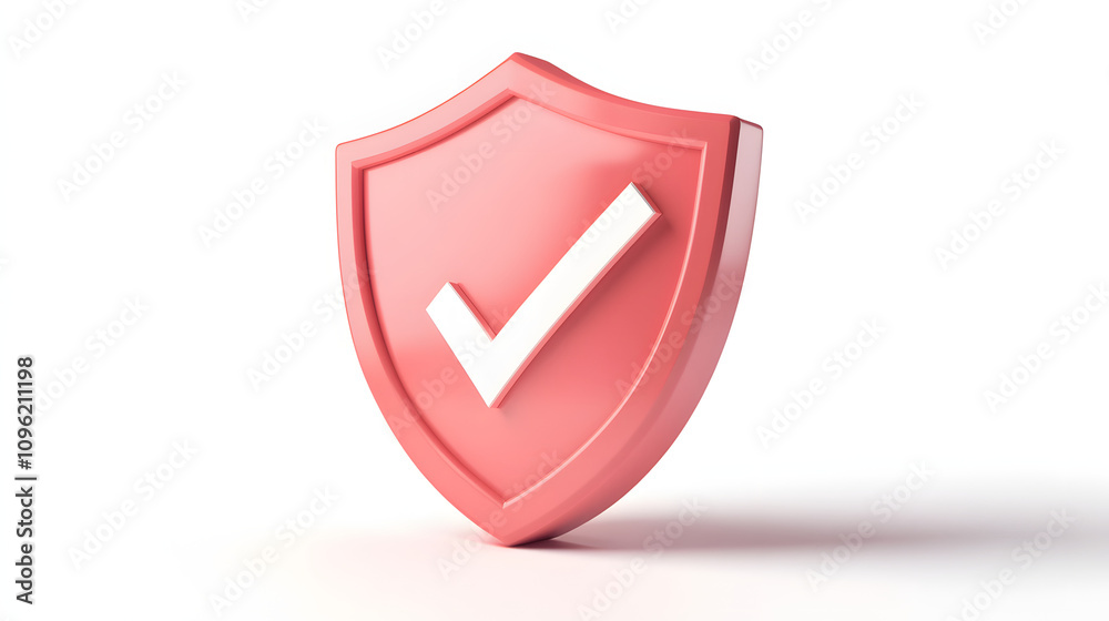 
cartoon 3d Icon safety shield check mark perspective . . 3d vector illustration. white background