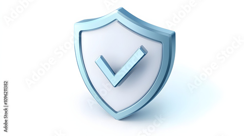  cartoon 3d Icon safety shield check mark perspective . . 3d vector illustration. white background