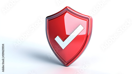  cartoon 3d Icon safety shield check mark perspective . . 3d vector illustration. white background