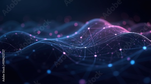 Abstract Wavy Network Connection Background