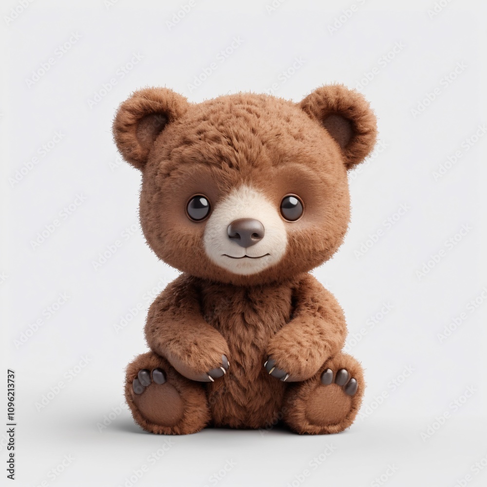 Adorable Brown Teddy Bear Cub Cute Cartoon 3D Render Soft Toy Adorable Brown Teddy Bear Cub Cute Cartoon 3D Render Soft Toy