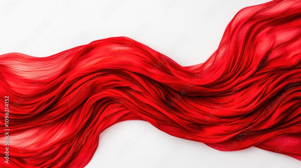 Flowing Red Fabric Texture with Smooth Curves and Elegant Movement Against a Clean Background for Creative and Artistic Uses Flowing Red Fabric Texture with Smooth Curves and Elegant Movement Against a Clean Background for Creative and Artistic Uses