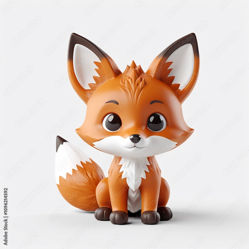 Adorable 3D Rendered Baby Fox Cub Cute Cartoon Animal Wildlife Illustration