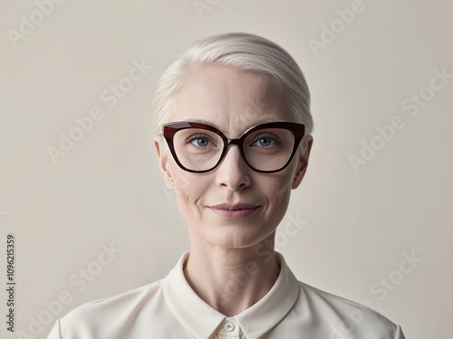 A person wearing glasses as a unique fashion statement. photo