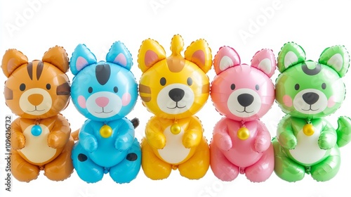 Colorful Animal Balloons Lined Up for Festive Celebrations