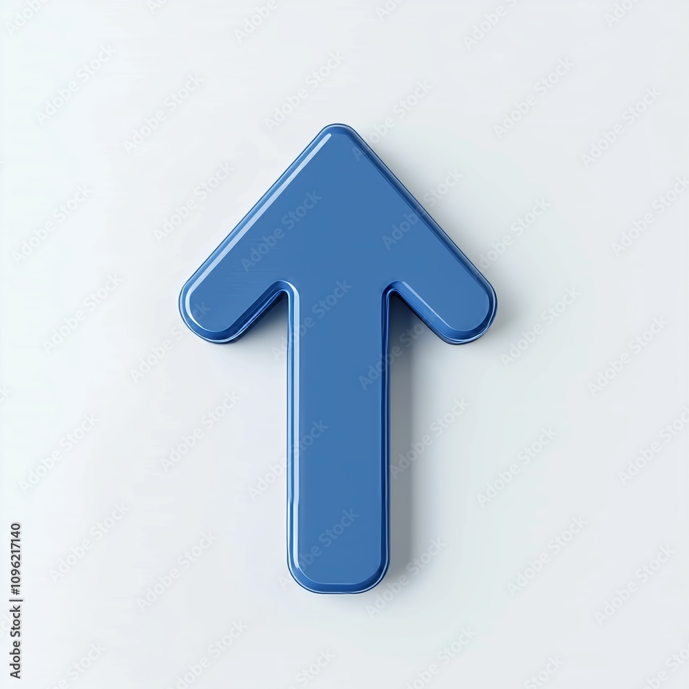 blue upward arrow isolated on a white background. Clean and glossy design. Concept of direction and rise. 3D Rendering blue upward arrow isolated on a white background. Clean and glossy design. Concept of direction and rise. 3D Rendering