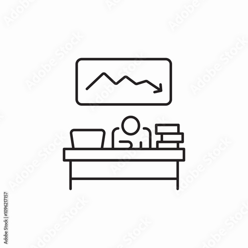 business owner sad ascending icon sign vector