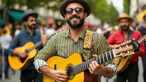 Fete de la Musique in France, with street musicians performing in public spaces and festive music filling the air   Fete de la Musique, France, music festival