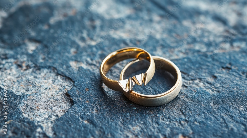 Close-Up of Elegant Wedding Rings on Rustic Stone Background, Symbolizing Love and Commitment, Perfect for Engagement or Marriage Celebrations Close-Up of Elegant Wedding Rings on Rustic Stone Background, Symbolizing Love and Commitment, Perfect for Engagement or Marriage Celebrations