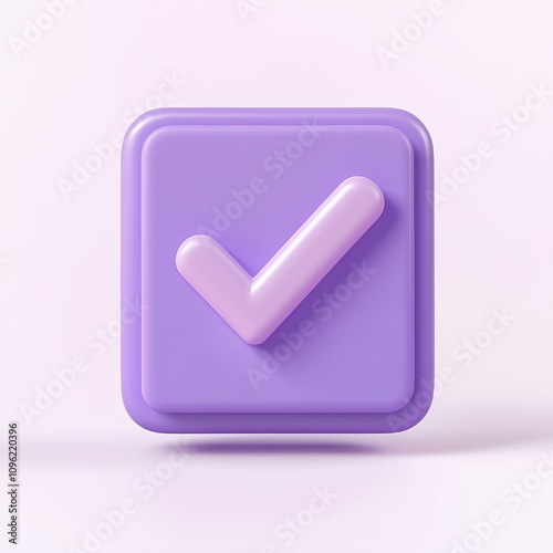 Like or correct symbol icon isolated white background, checkmark button, mobile app icon. 3d render illustration