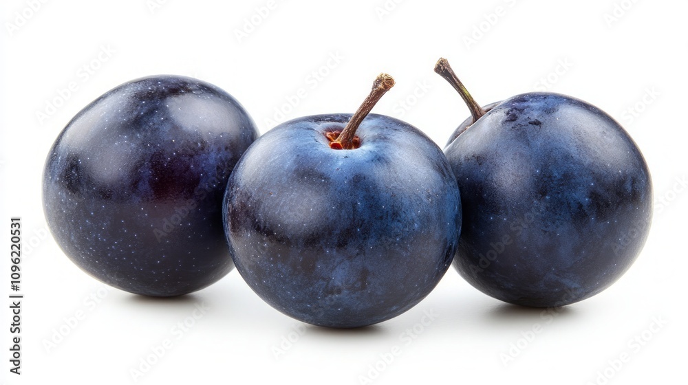 Three Fresh, Dark Blue Plums Three Fresh, Dark Blue Plums
