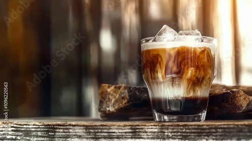 Refreshing Iced Coffee Drink with Milk and Ice