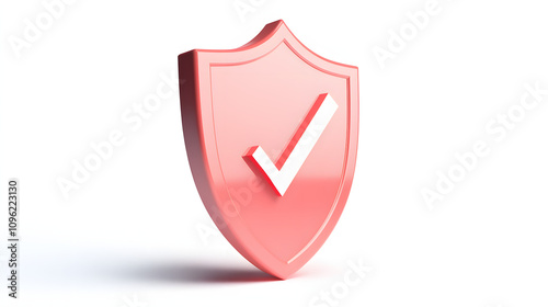  cartoon 3d Icon safety shield check mark perspective . . 3d vector illustration. white background