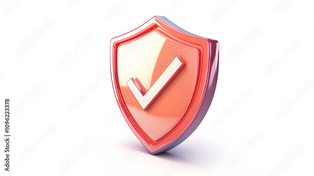 
cartoon 3d Icon safety shield check mark perspective . . 3d vector illustration. white background