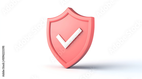  cartoon 3d Icon safety shield check mark perspective . . 3d vector illustration. white background