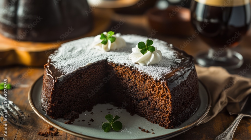Chocolate Guinness Cake with Shamrocks Chocolate Guinness Cake with Shamrocks
